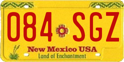 NM license plate 084SGZ
