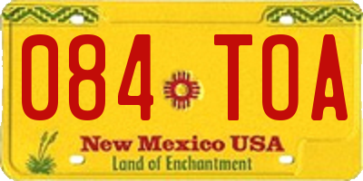 NM license plate 084TOA