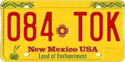 NM license plate 084TOK