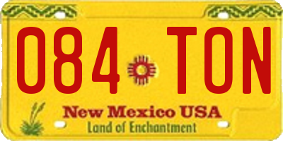 NM license plate 084TON