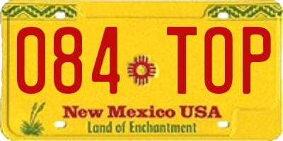 NM license plate 084TOP