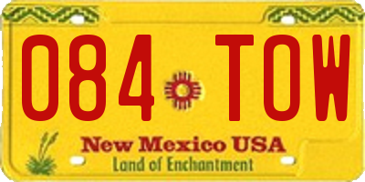NM license plate 084TOW