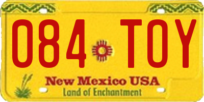 NM license plate 084TOY