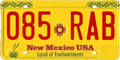 NM license plate 085RAB