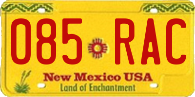 NM license plate 085RAC