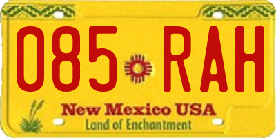 NM license plate 085RAH