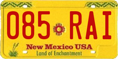 NM license plate 085RAI