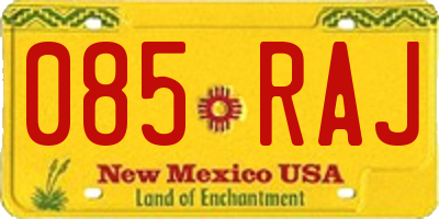 NM license plate 085RAJ