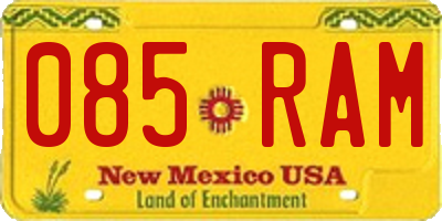NM license plate 085RAM