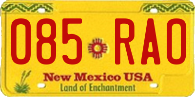 NM license plate 085RAO