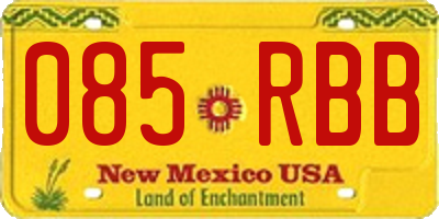 NM license plate 085RBB