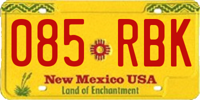 NM license plate 085RBK