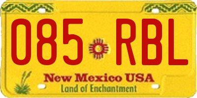NM license plate 085RBL