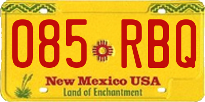 NM license plate 085RBQ