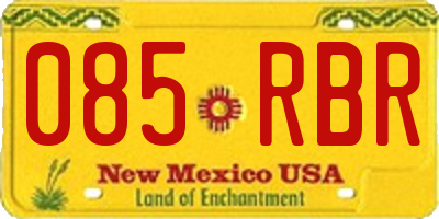 NM license plate 085RBR