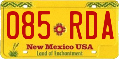 NM license plate 085RDA