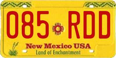 NM license plate 085RDD