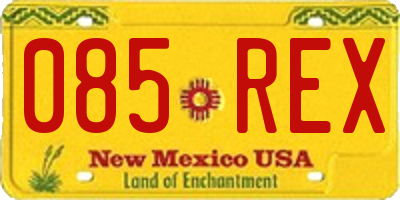 NM license plate 085REX