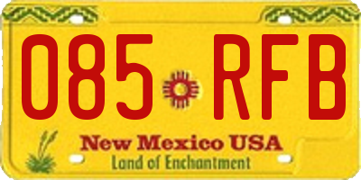 NM license plate 085RFB