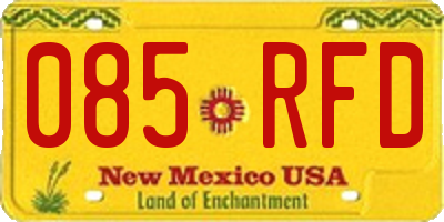 NM license plate 085RFD