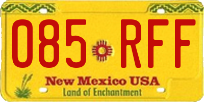NM license plate 085RFF