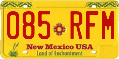 NM license plate 085RFM