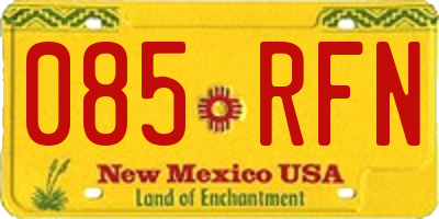 NM license plate 085RFN