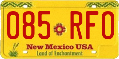 NM license plate 085RFO