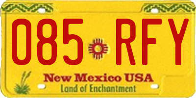 NM license plate 085RFY