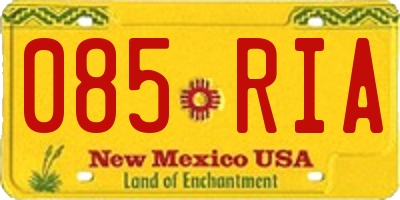 NM license plate 085RIA