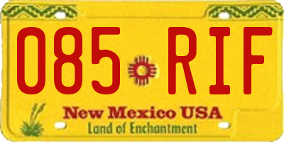 NM license plate 085RIF