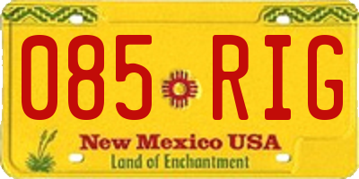 NM license plate 085RIG