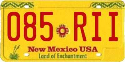 NM license plate 085RII