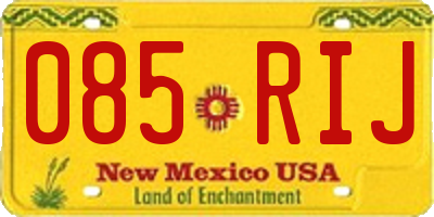 NM license plate 085RIJ