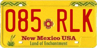 NM license plate 085RLK