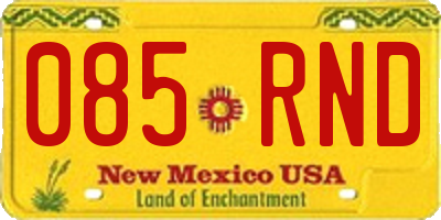NM license plate 085RND