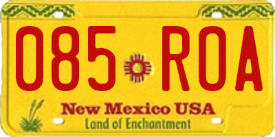 NM license plate 085ROA