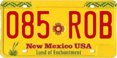 NM license plate 085ROB