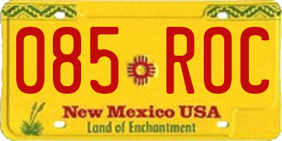 NM license plate 085ROC