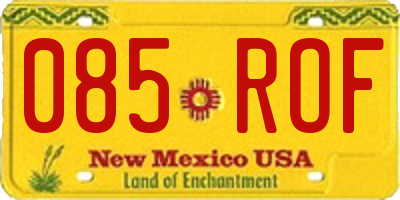 NM license plate 085ROF