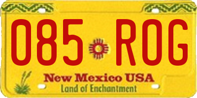 NM license plate 085ROG