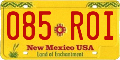 NM license plate 085ROI