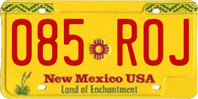 NM license plate 085ROJ