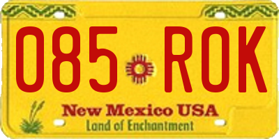 NM license plate 085ROK