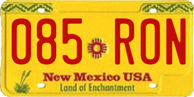 NM license plate 085RON