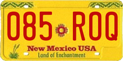 NM license plate 085ROQ