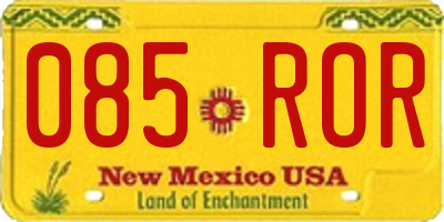 NM license plate 085ROR