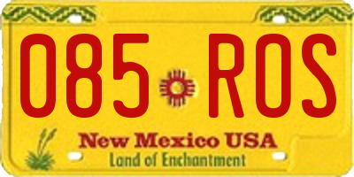 NM license plate 085ROS