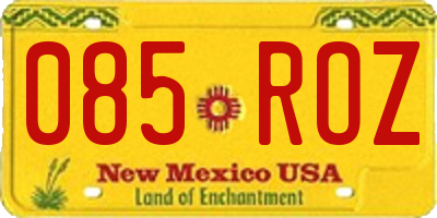 NM license plate 085ROZ