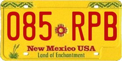 NM license plate 085RPB